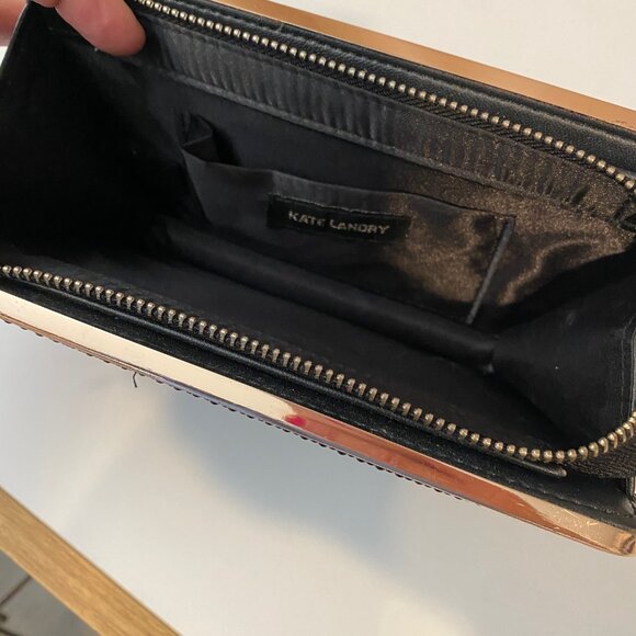 Kate Landry Black Mesh Evening Clutch with Gold Trim – Elegant 8”x5” - Picture 6 of 6